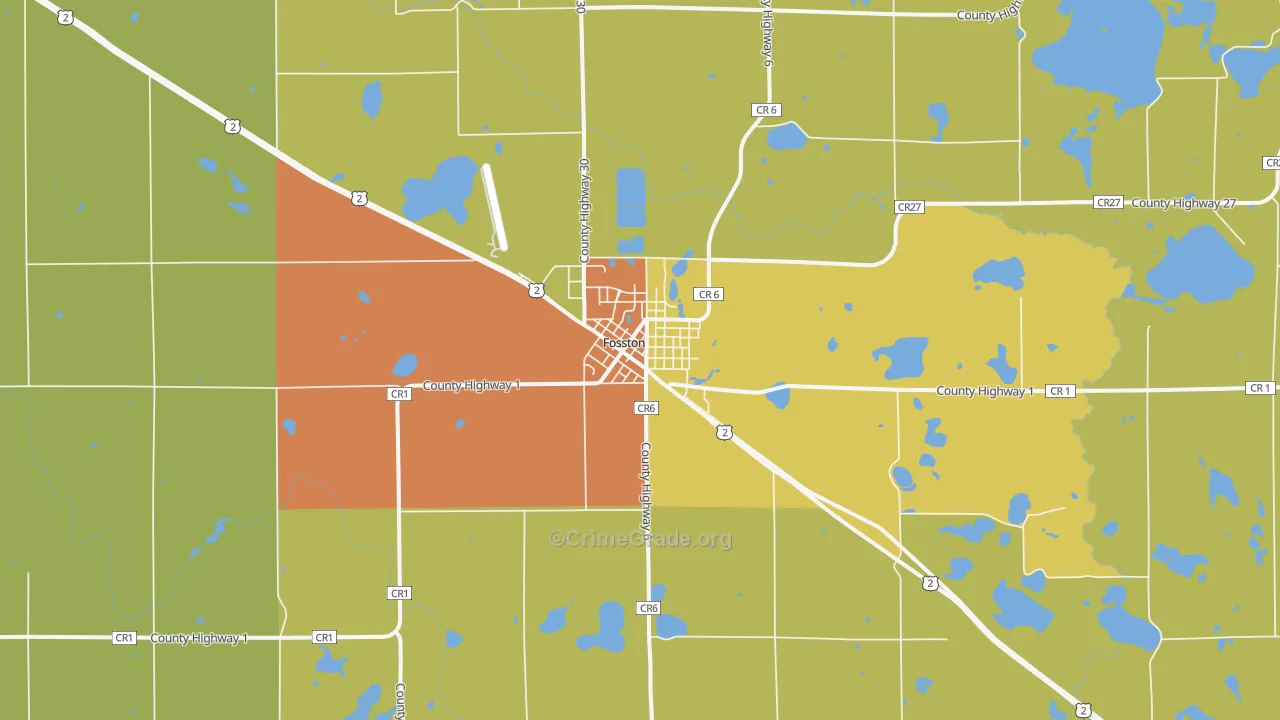 Fosston, MN Map of Drug-Related Crime Rates