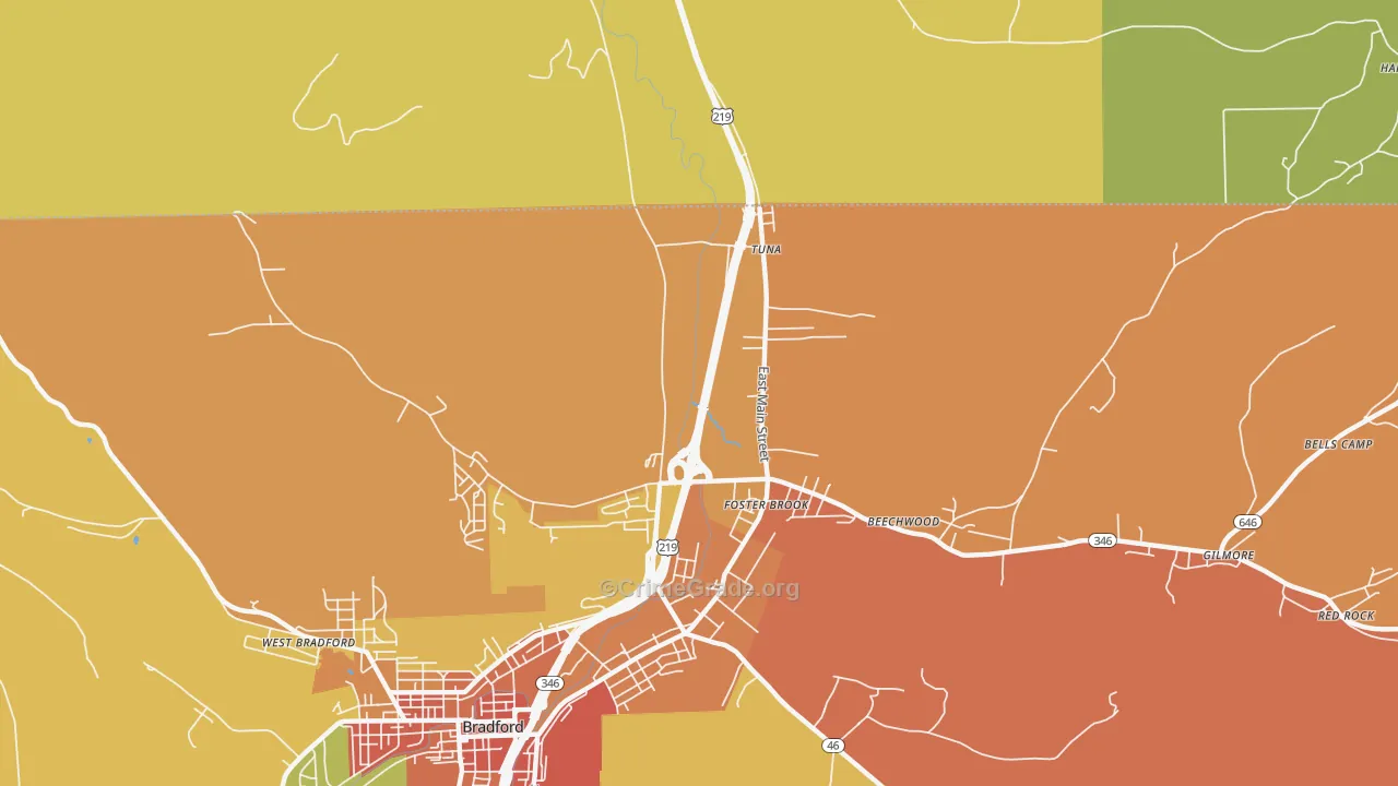Foster Brook, PA Map of Drug-Related Crime Rates