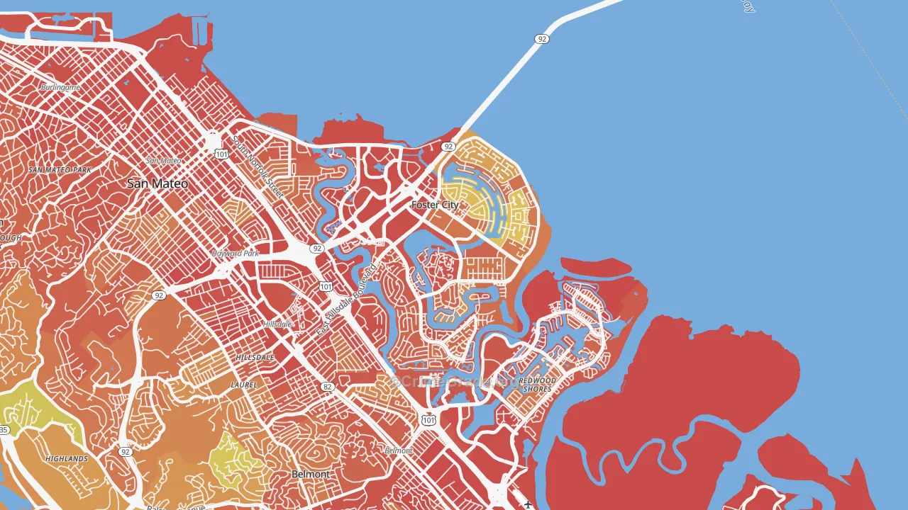 Foster City, CA Map of Drug-Related Crime Rates