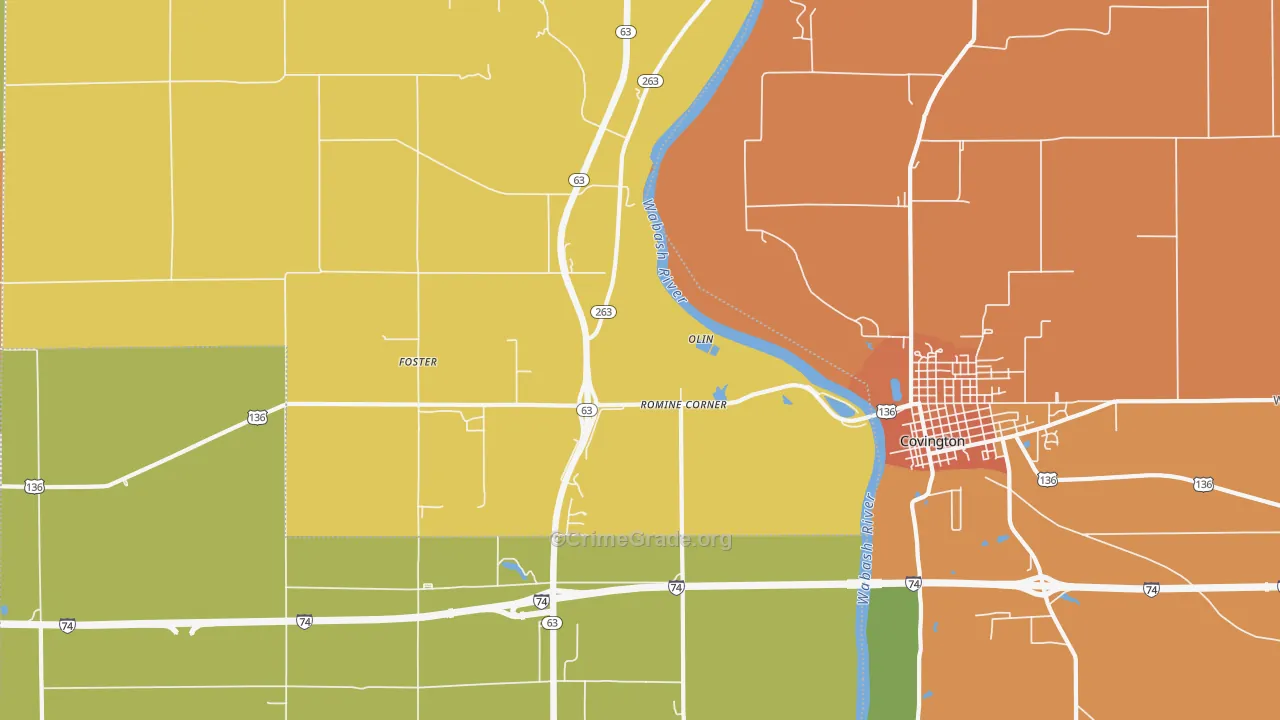 Foster, IN Map of Drug-Related Crime Rates