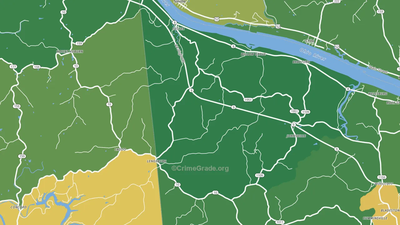 Foster, KY Map of Drug-Related Crime Rates