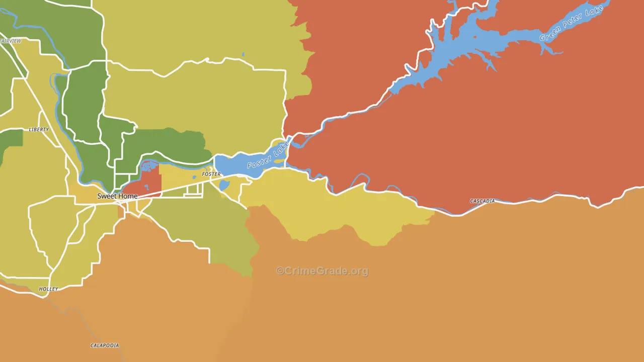 Foster, OR Map of Drug-Related Crime Rates