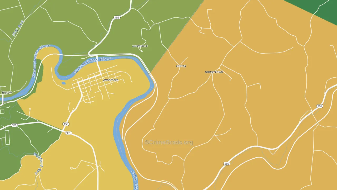 Foster, PA Map of Drug-Related Crime Rates
