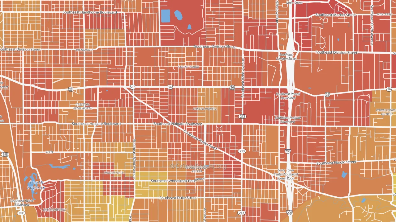 Foster-Powell, Portland, OR Map of Drug-Related Crime Rates