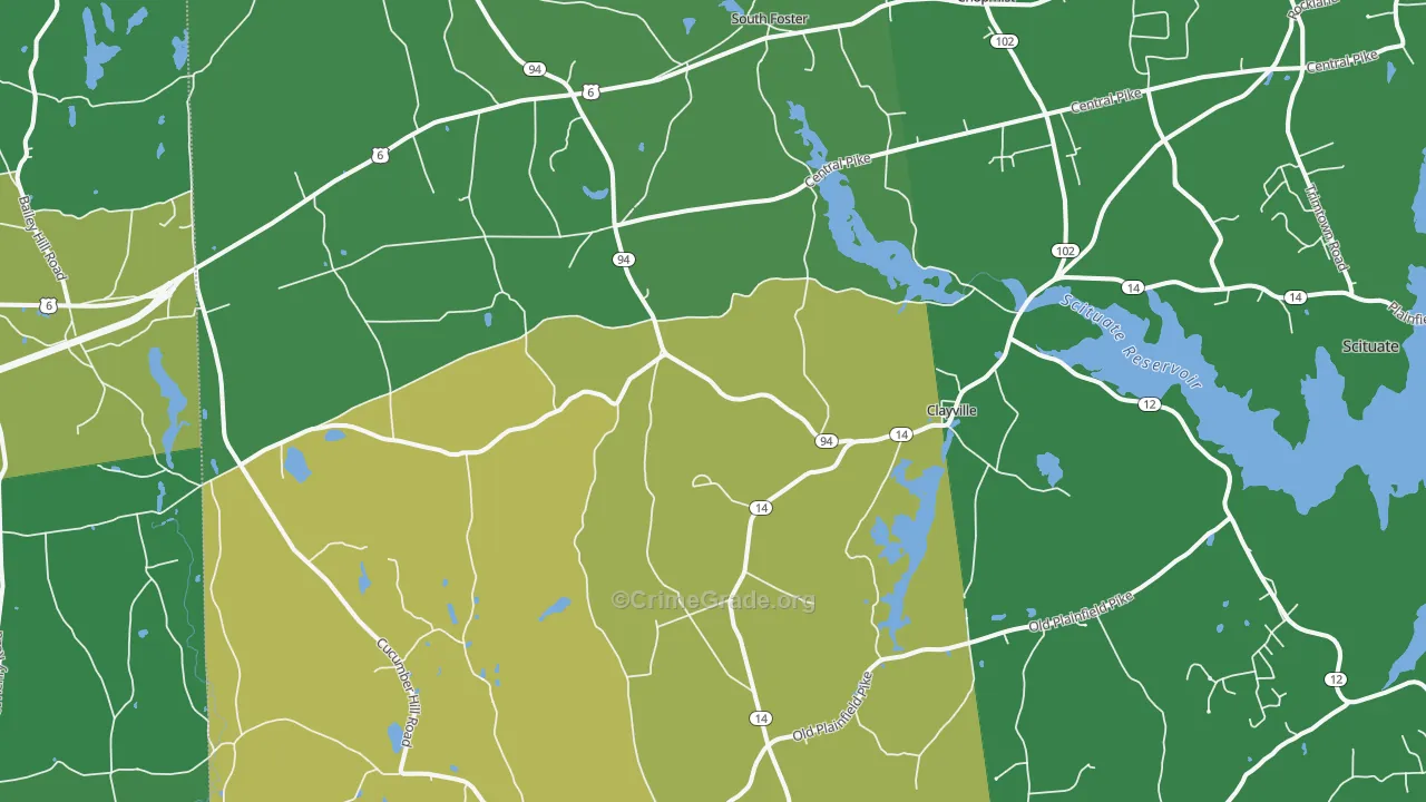 Foster, RI Map of Drug-Related Crime Rates