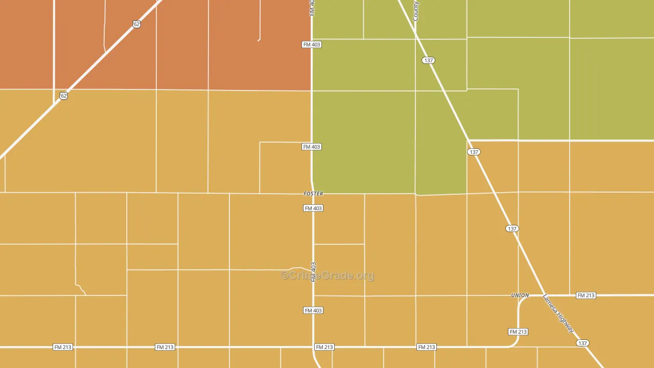 Foster, TX Map of Drug-Related Crime Rates