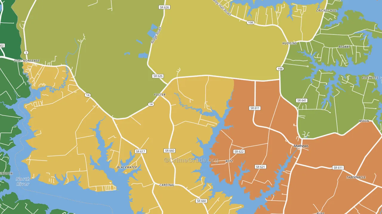 Foster, VA Map of Drug-Related Crime Rates