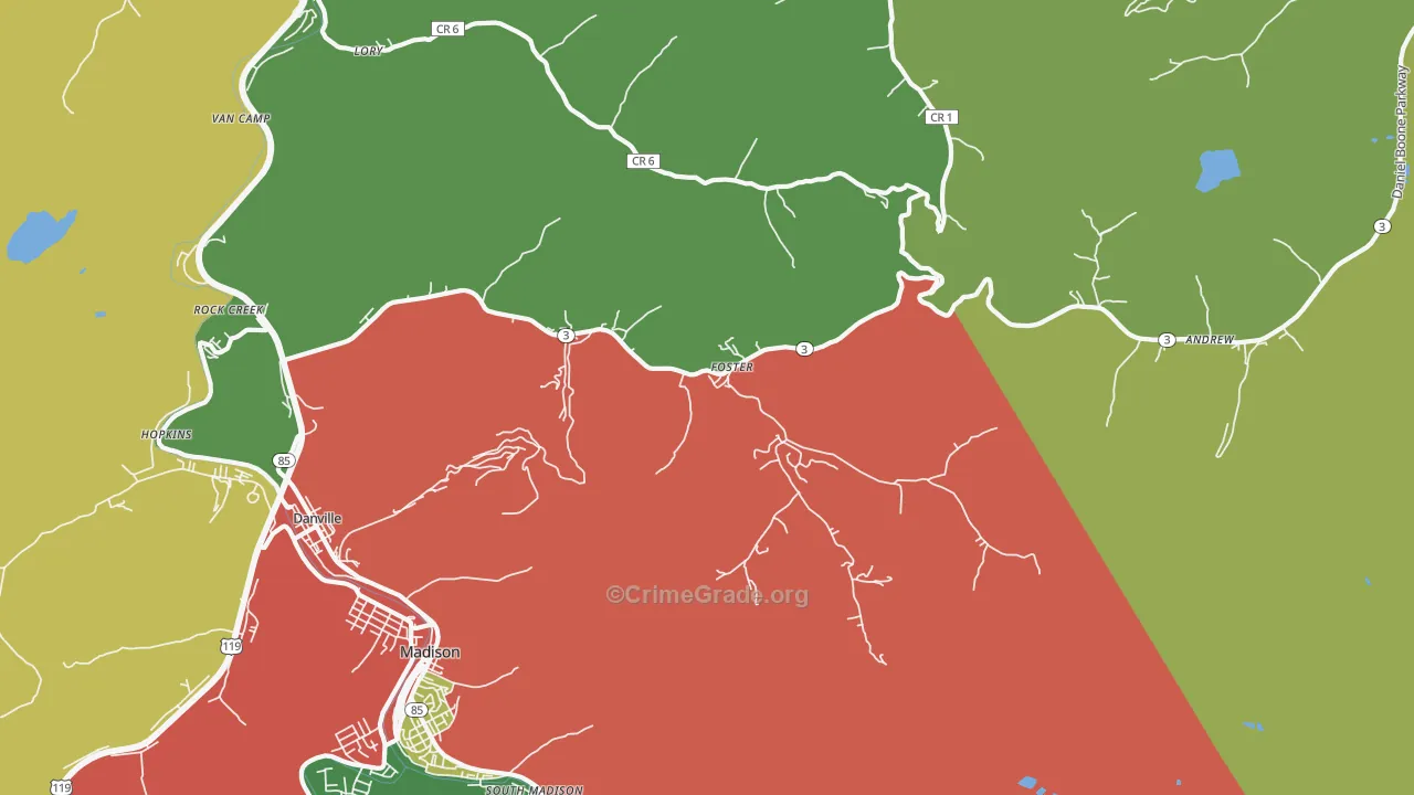 Foster, WV Map of Drug-Related Crime Rates