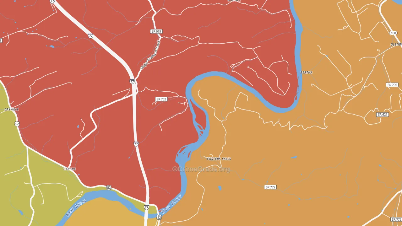 Fosters Falls, VA Map of Drug-Related Crime Rates