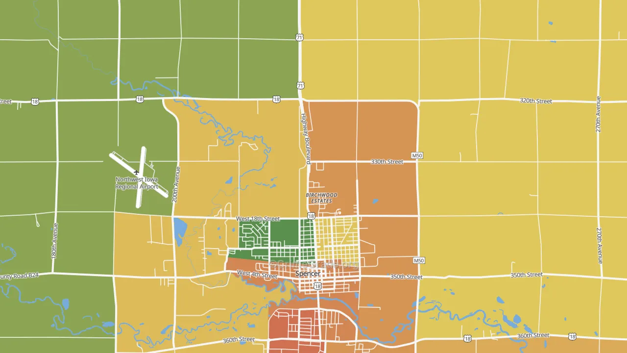 Fostoria, IA Map of Drug-Related Crime Rates