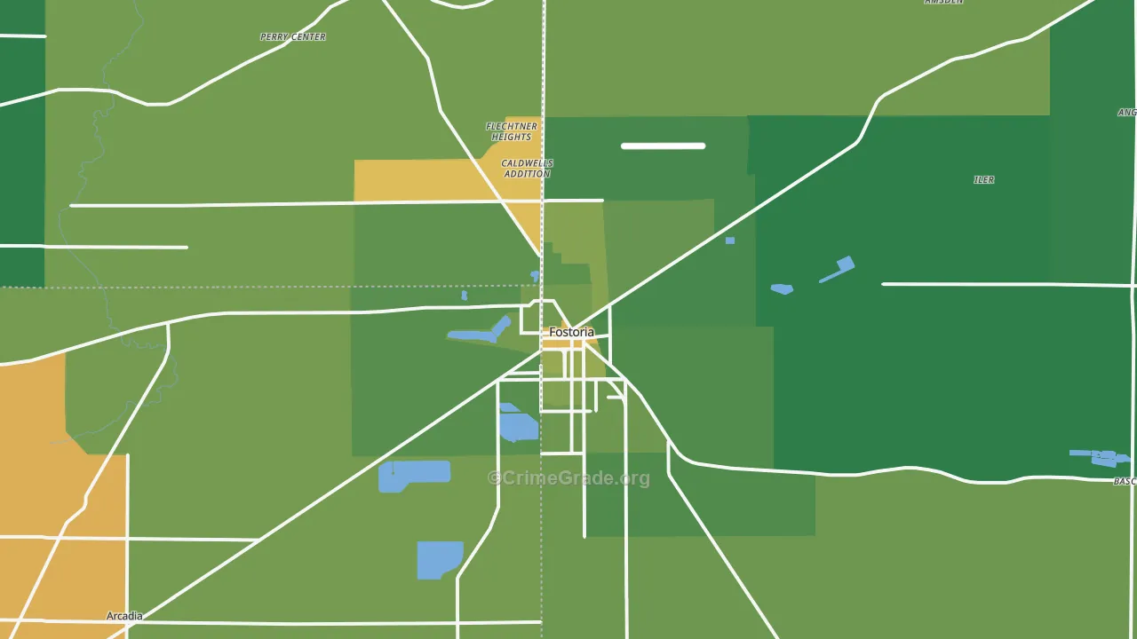 Fostoria, OH Map of Drug-Related Crime Rates