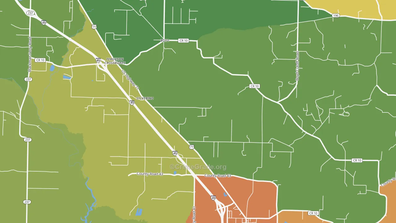 Fouke, AR Map of Drug-Related Crime Rates