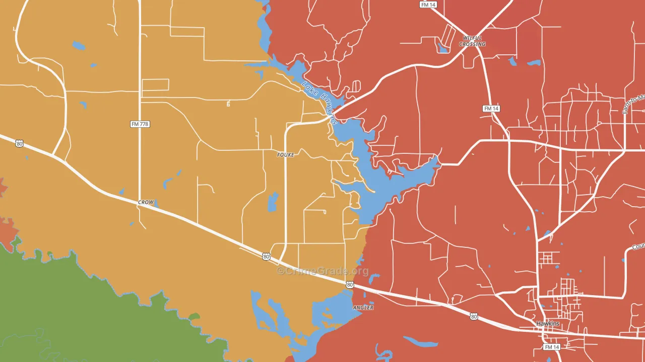 Fouke, TX Map of Drug-Related Crime Rates