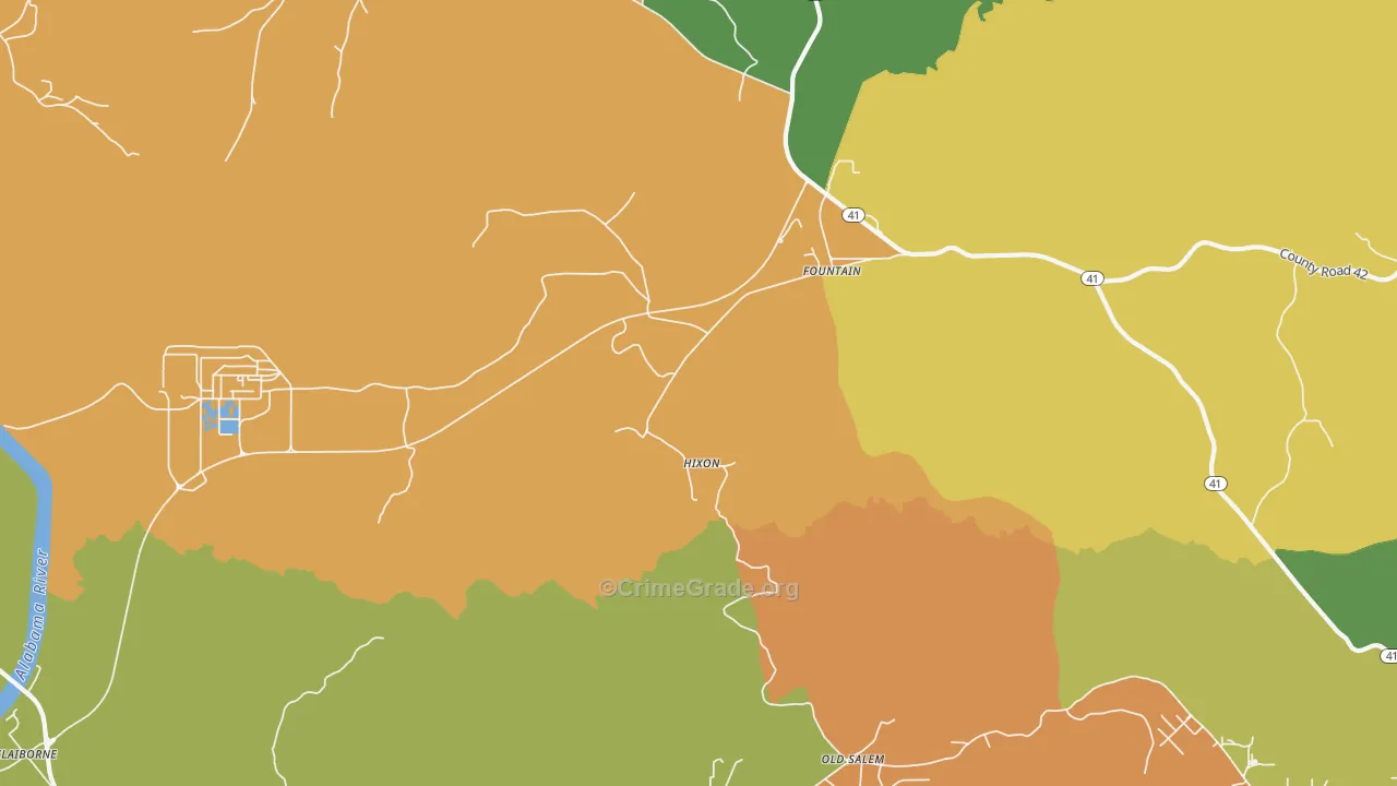Fountain, AL Map of Drug-Related Crime Rates