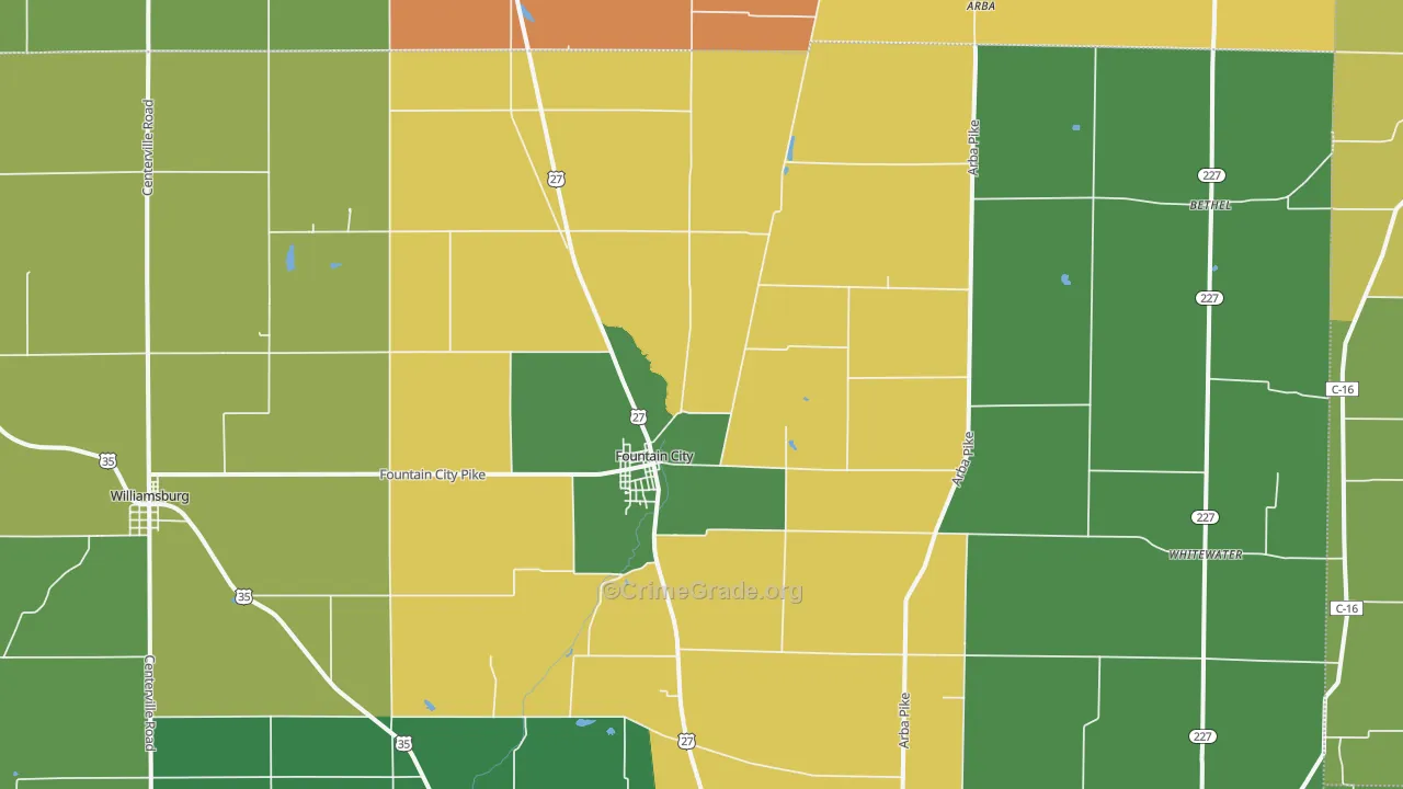 Fountain City, IN Map of Drug-Related Crime Rates