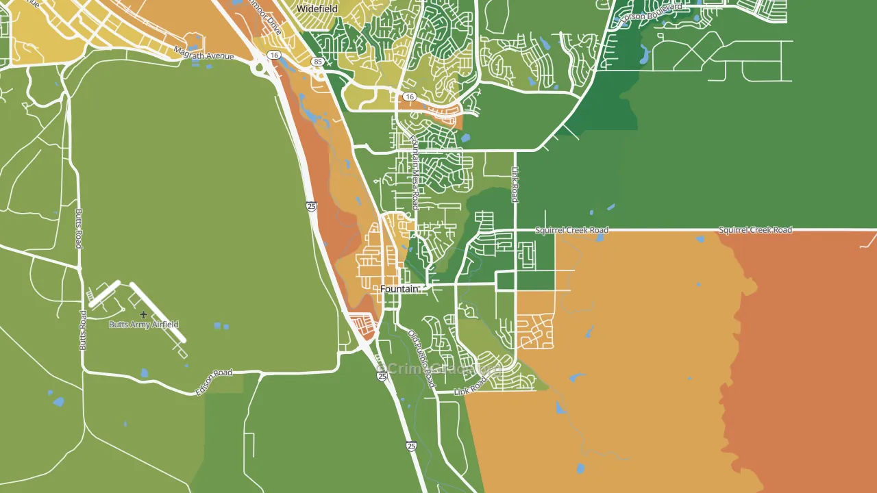 Fountain, CO Map of Drug-Related Crime Rates