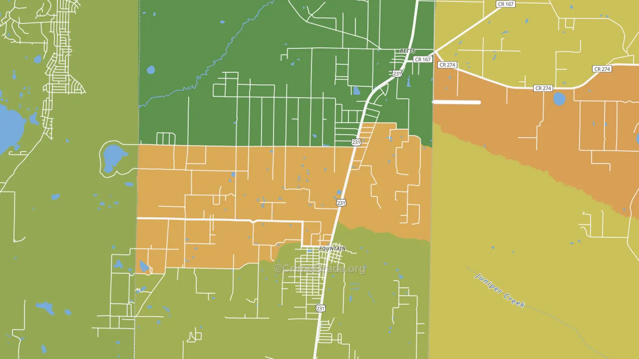 Fountain, FL Map of Drug-Related Crime Rates