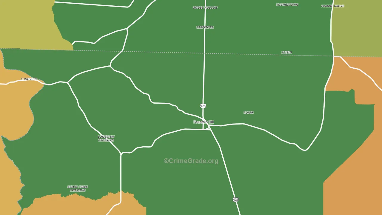 Fountain Hill, AR Map of Drug-Related Crime Rates