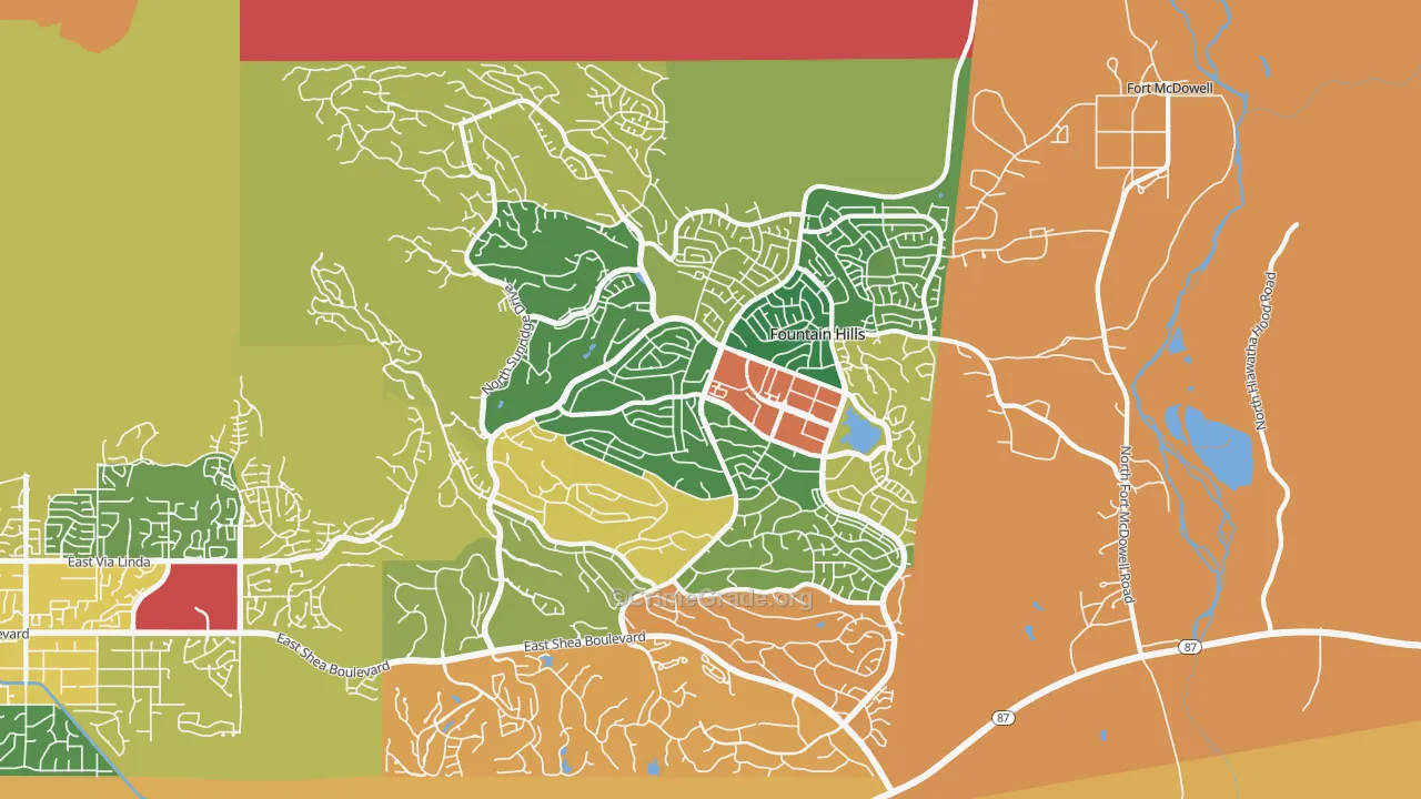 Fountain Hills, AZ Map of Drug-Related Crime Rates