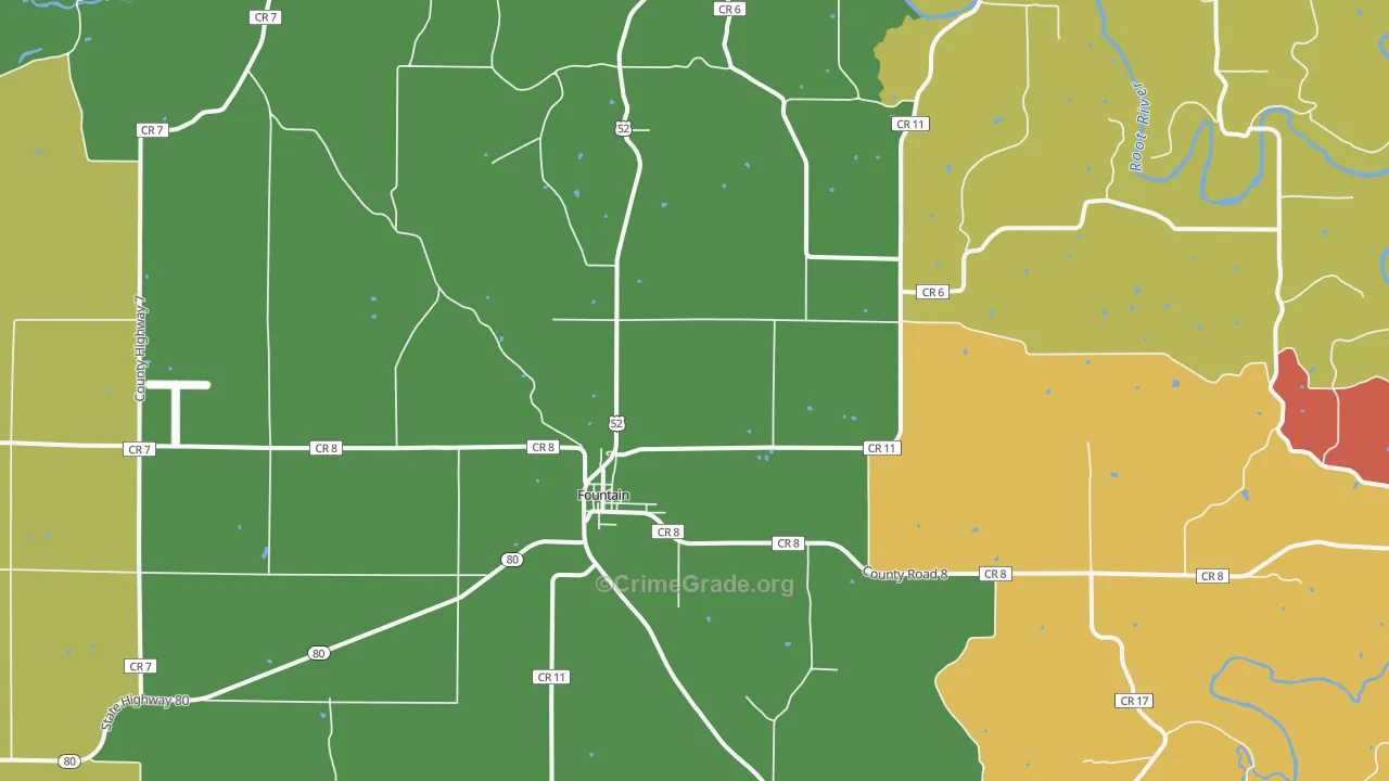 Fountain, MN Map of Drug-Related Crime Rates