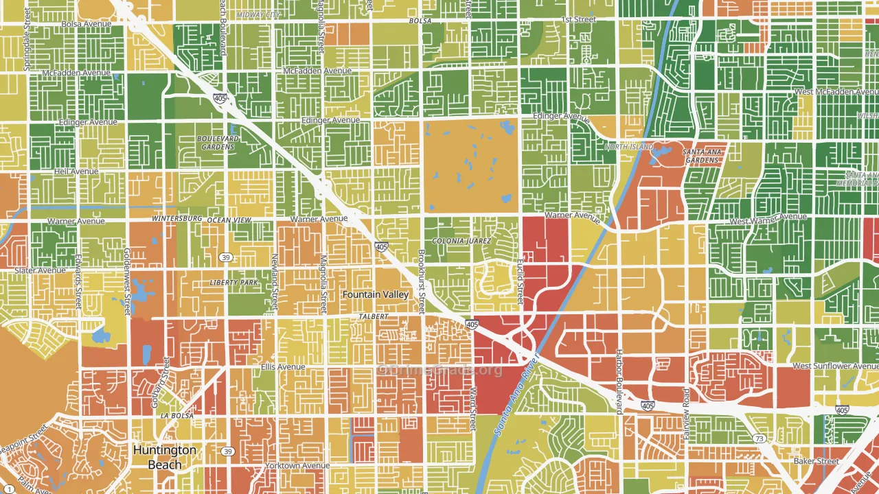 Fountain Valley, CA Map of Drug-Related Crime Rates