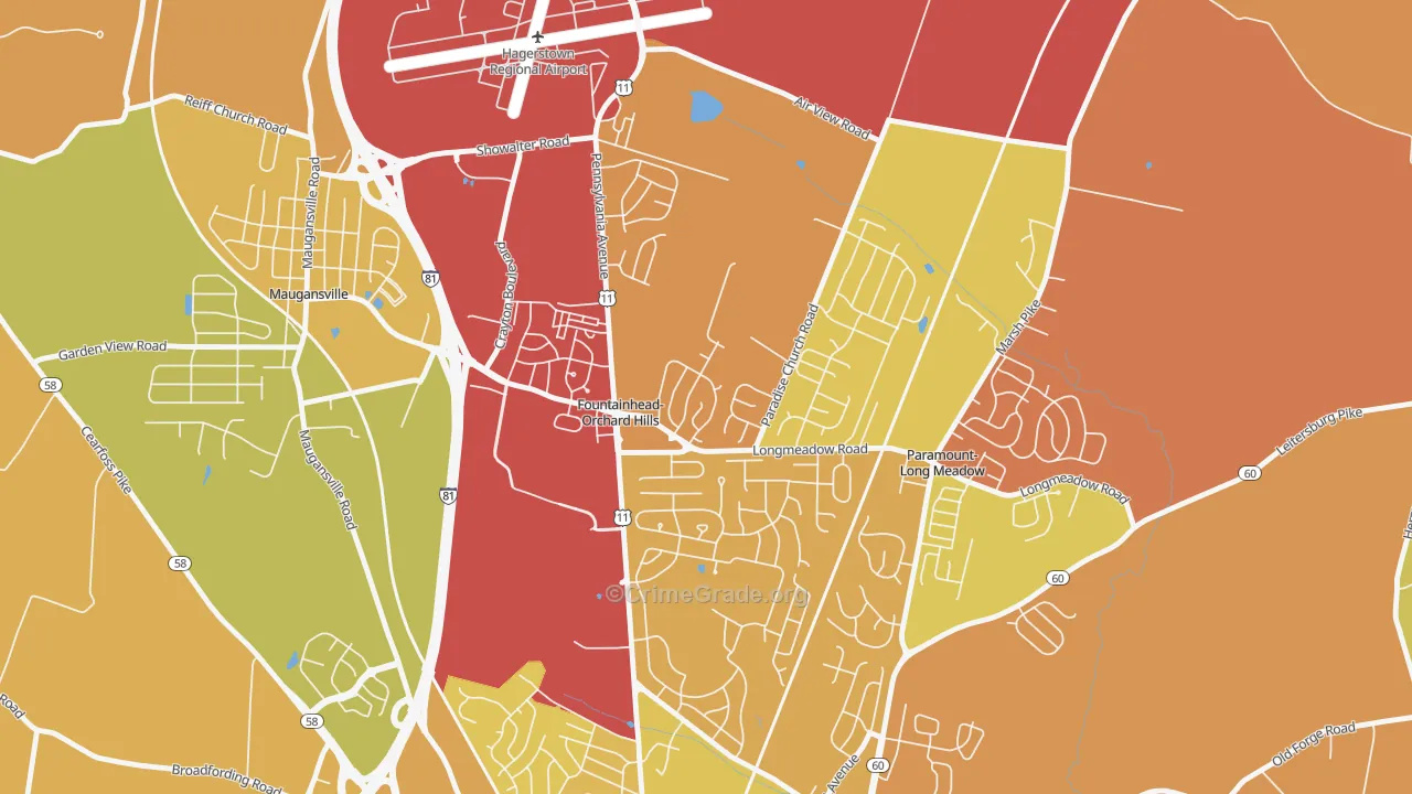 Fountainhead-Orchard Hills, MD Map of Drug-Related Crime Rates