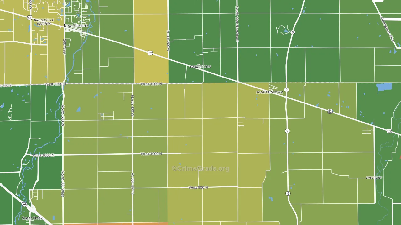 Fountaintown, IN Map of Drug-Related Crime Rates