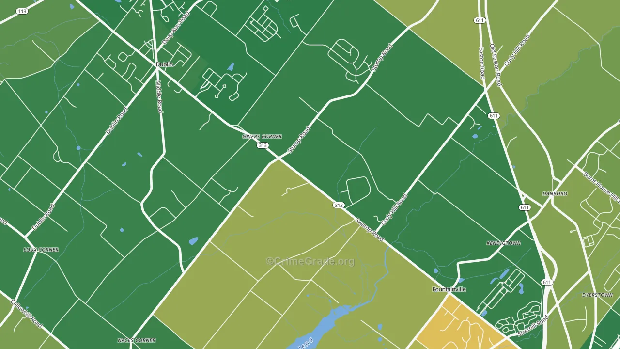 Fountainville, PA Map of Drug-Related Crime Rates