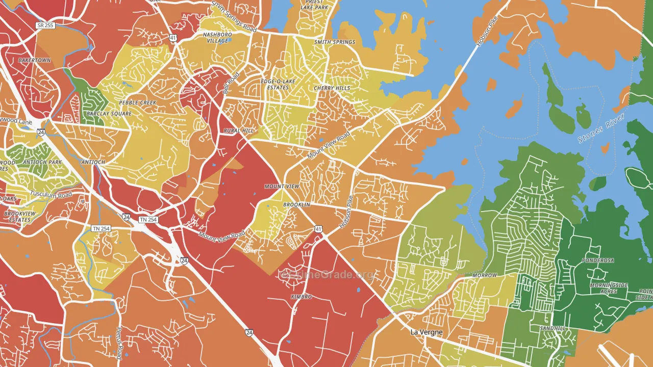 Four Corners, Antioch, TN Map of Drug-Related Crime Rates