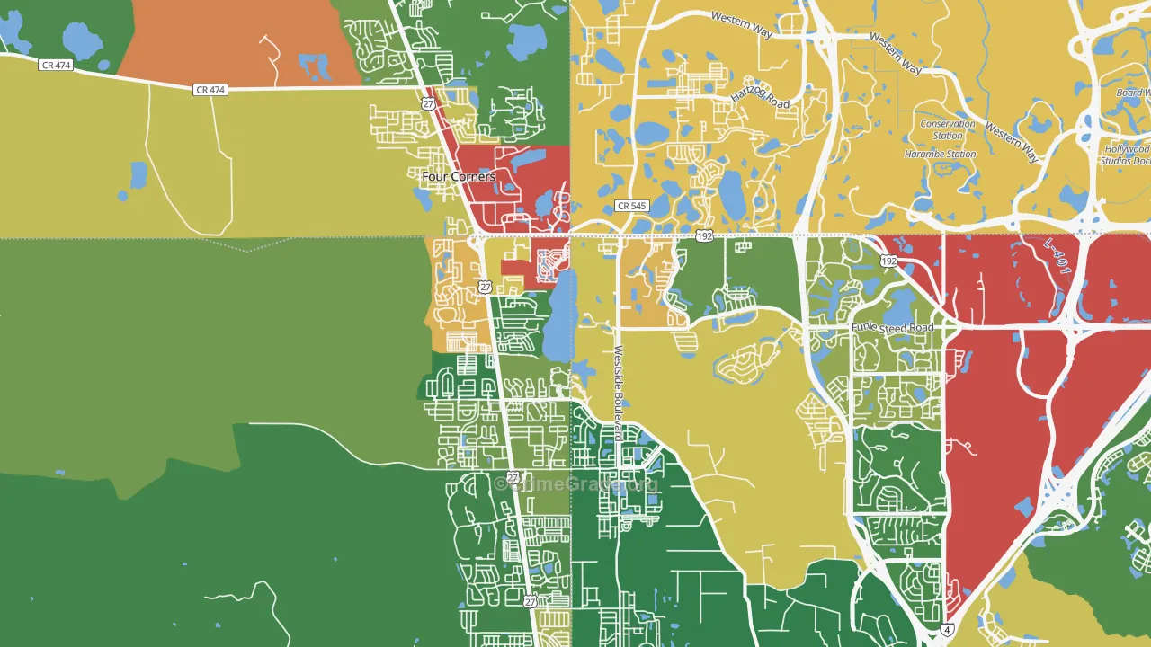 Four Corners, FL Map of Drug-Related Crime Rates