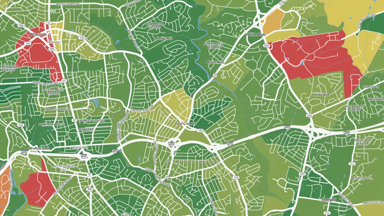 Four Corners, MD Map of Drug-Related Crime Rates