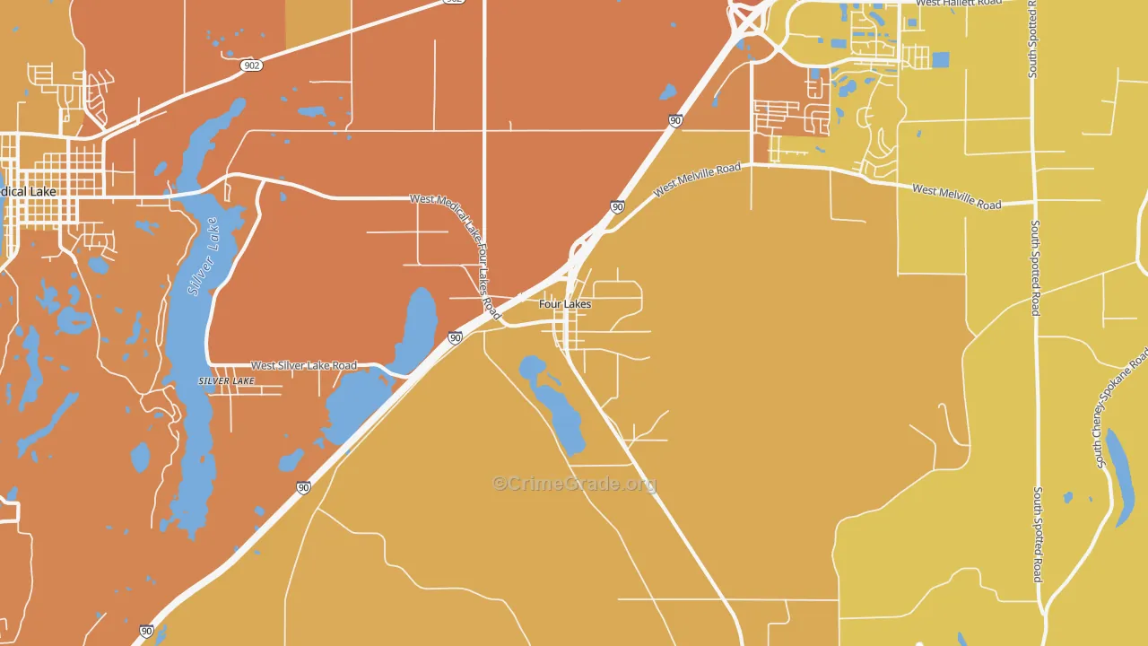 Four Lakes, WA Map of Drug-Related Crime Rates