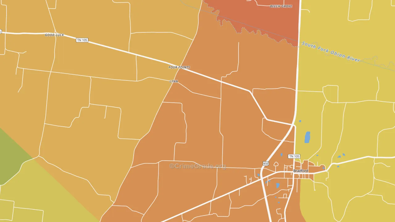 Four Point, TN Map of Drug-Related Crime Rates