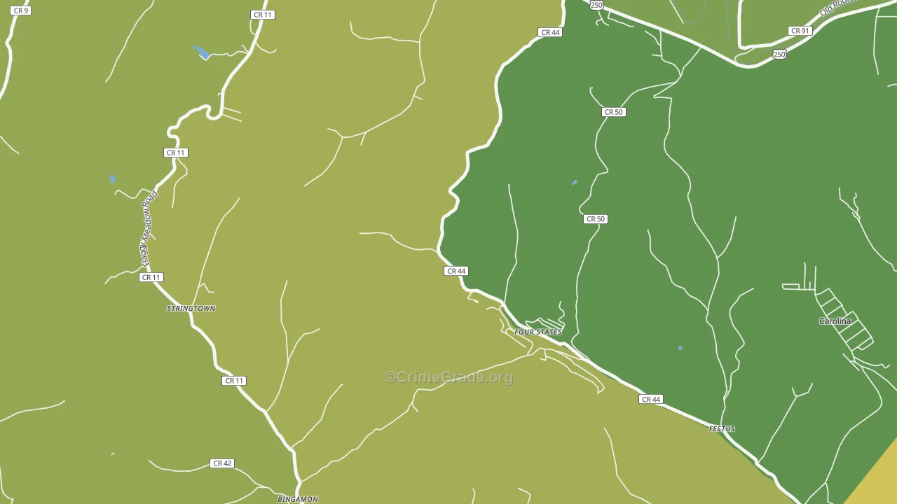 Four States, WV Map of Drug-Related Crime Rates