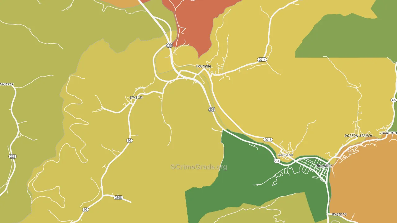 Fourmile, KY Map of Drug-Related Crime Rates