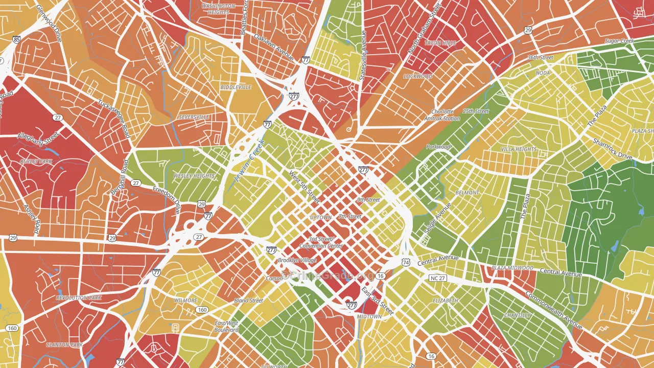 Fourth Ward, Charlotte, NC Map of Drug-Related Crime Rates