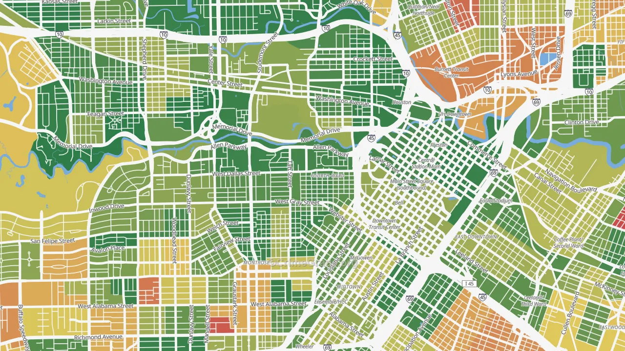 Fourth Ward, Houston, TX Map of Drug-Related Crime Rates