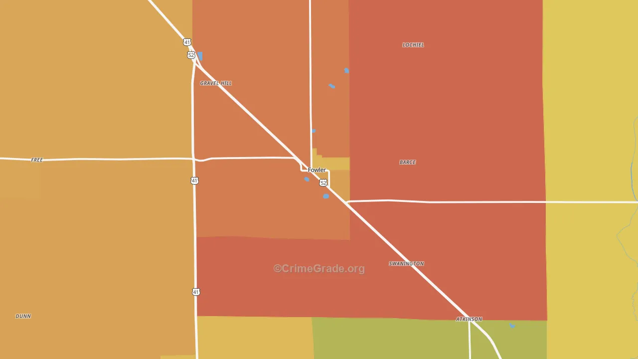 Fowler, IN Map of Drug-Related Crime Rates