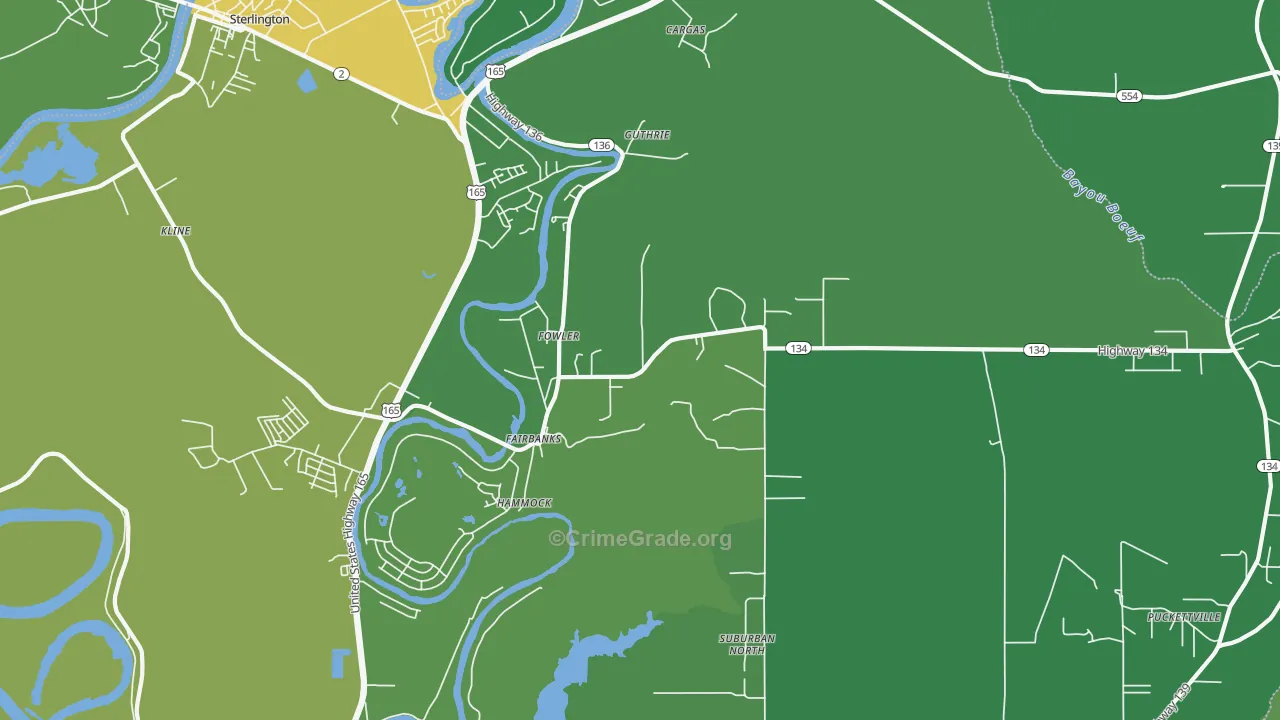 Fowler, LA Map of Drug-Related Crime Rates