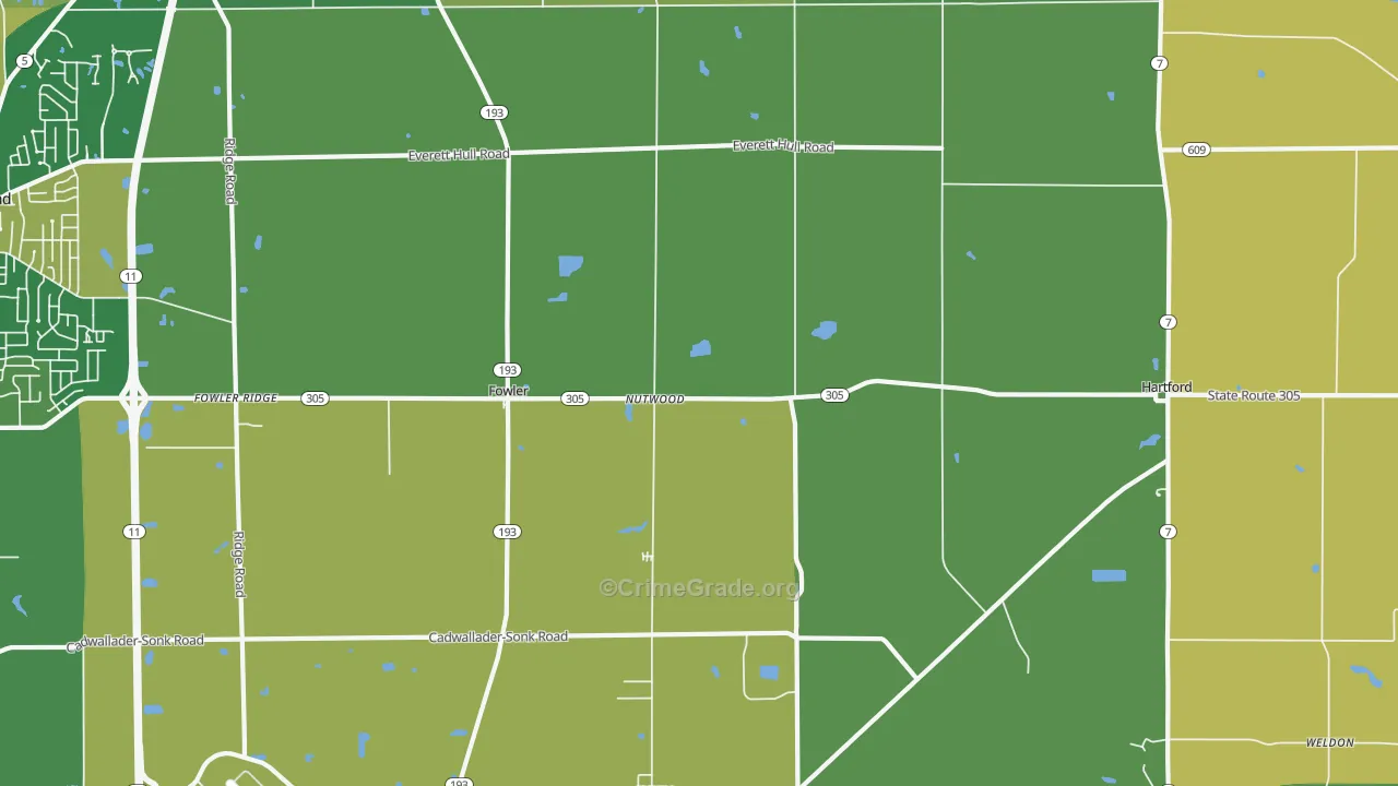 Fowler, OH Map of Drug-Related Crime Rates