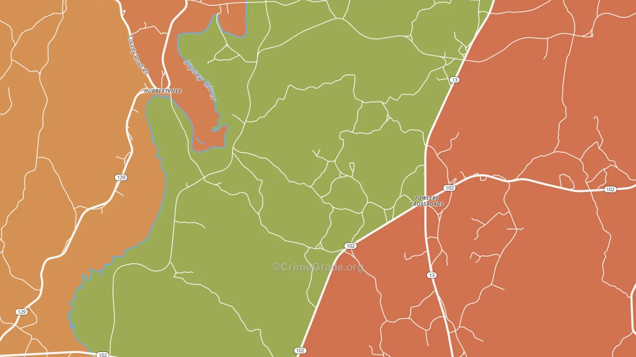 Fowlers Crossroads, AL Map of Drug-Related Crime Rates
