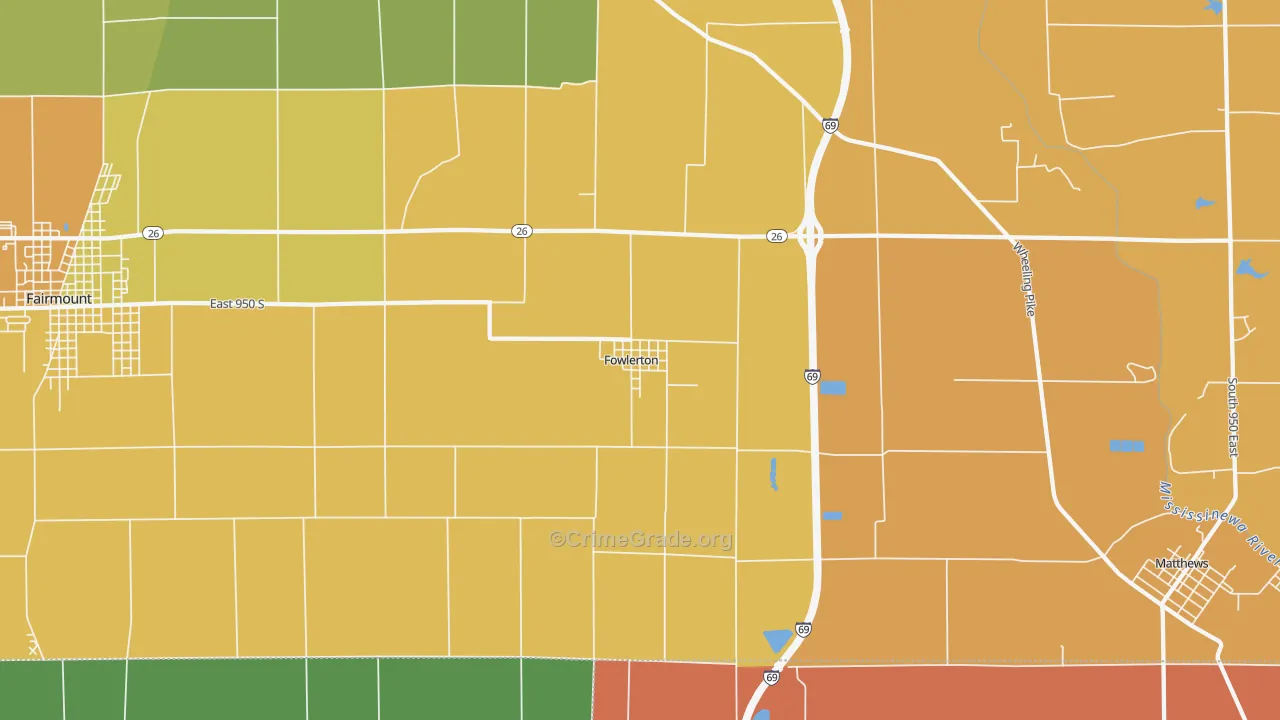 Fowlerton, IN Map of Drug-Related Crime Rates
