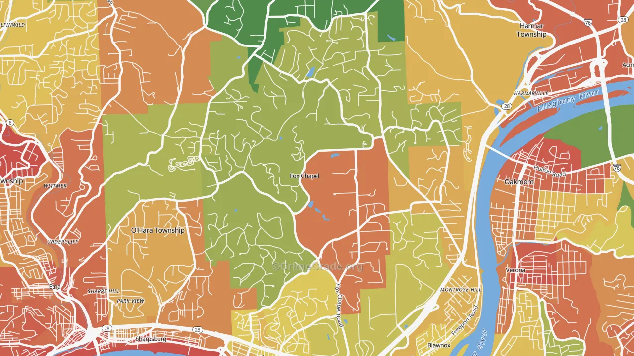 Fox Chapel, PA Map of Drug-Related Crime Rates