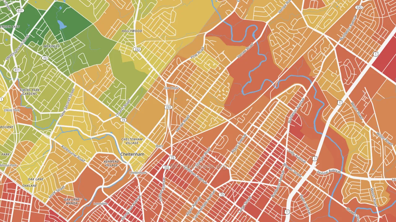 Fox Chase-Burholme, Philadelphia, PA Map of Drug-Related Crime Rates