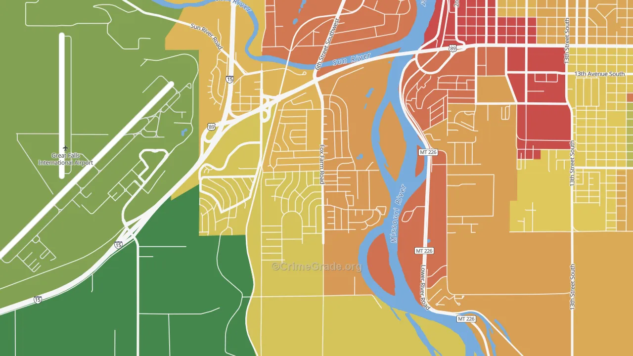 Fox Farm, Great Falls, MT Map of Drug-Related Crime Rates