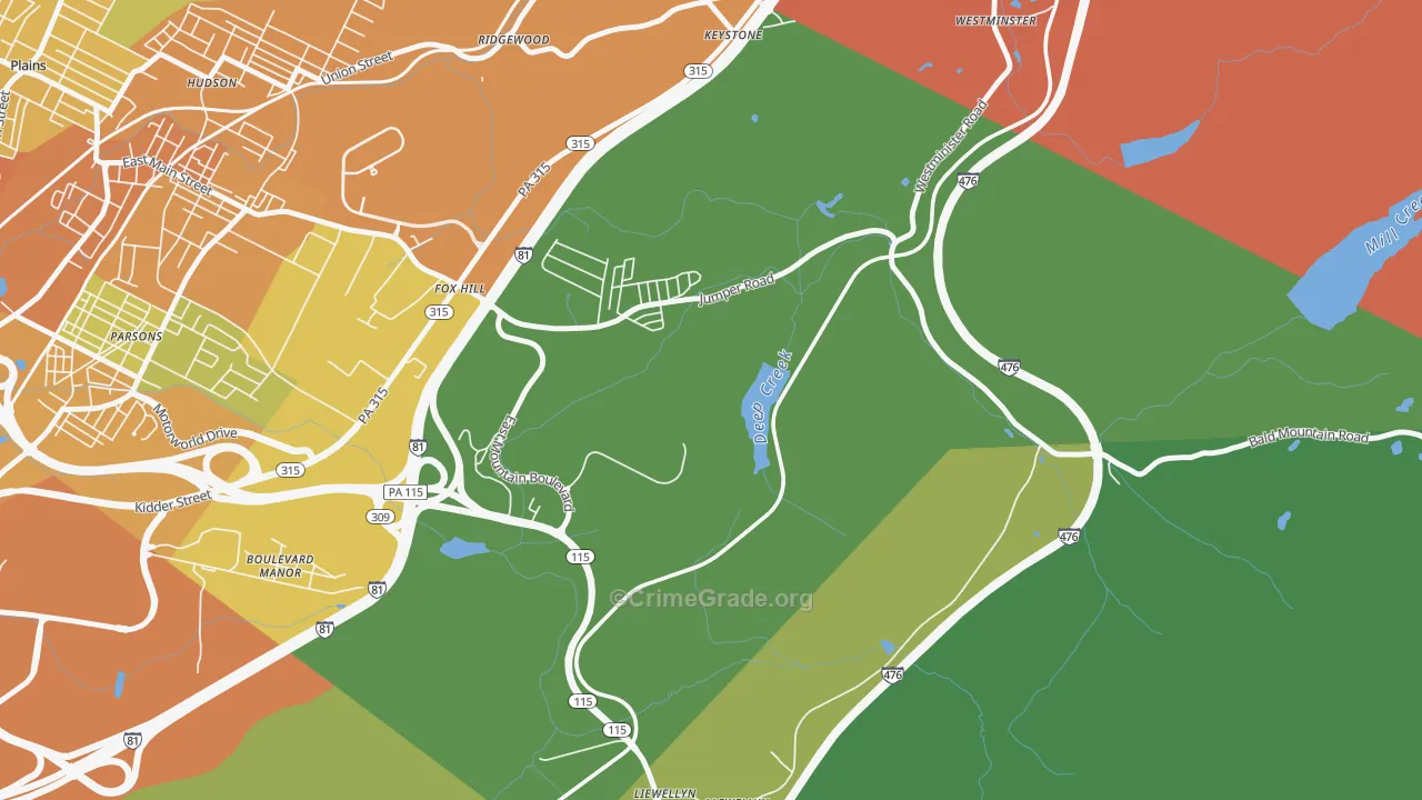 Fox Hill, PA Map of Drug-Related Crime Rates