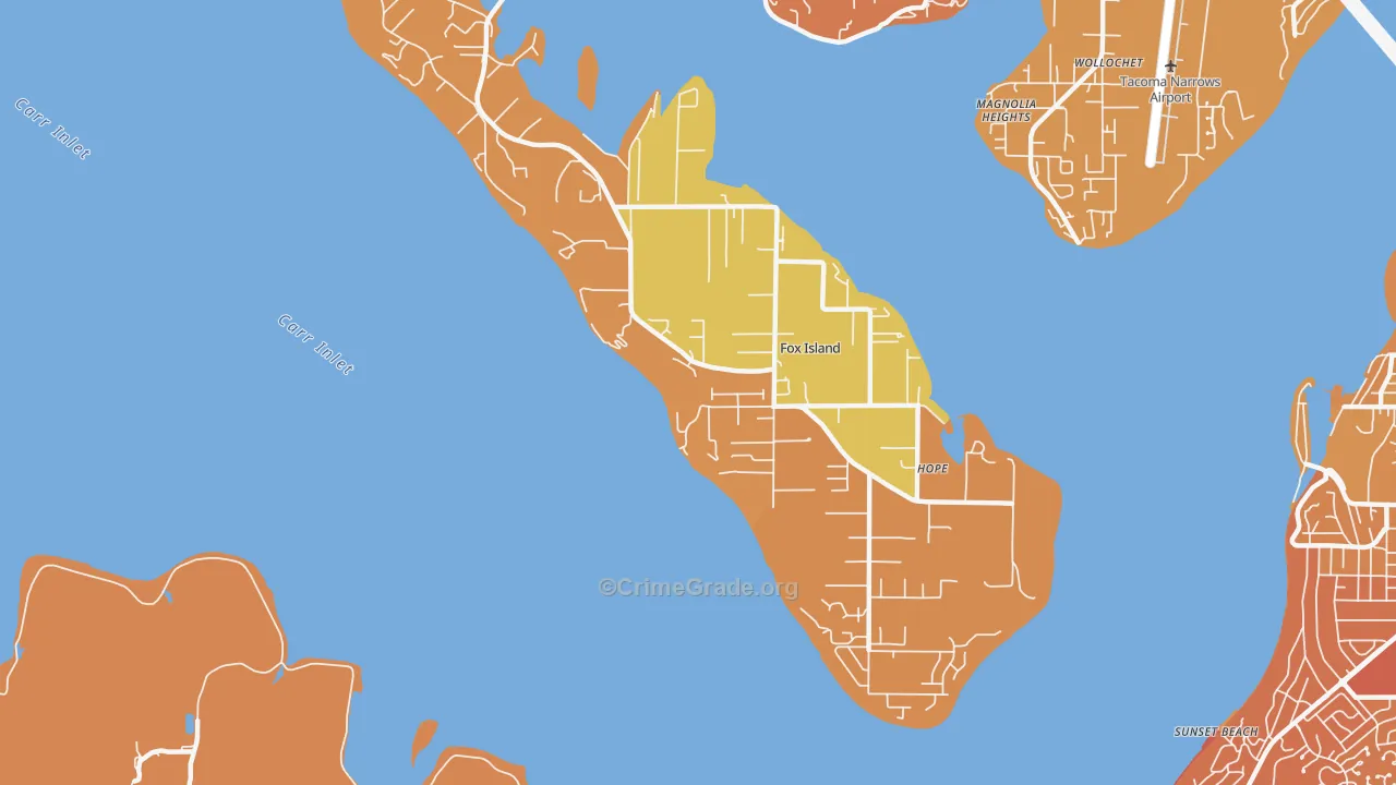 Fox Island, WA Map of Drug-Related Crime Rates