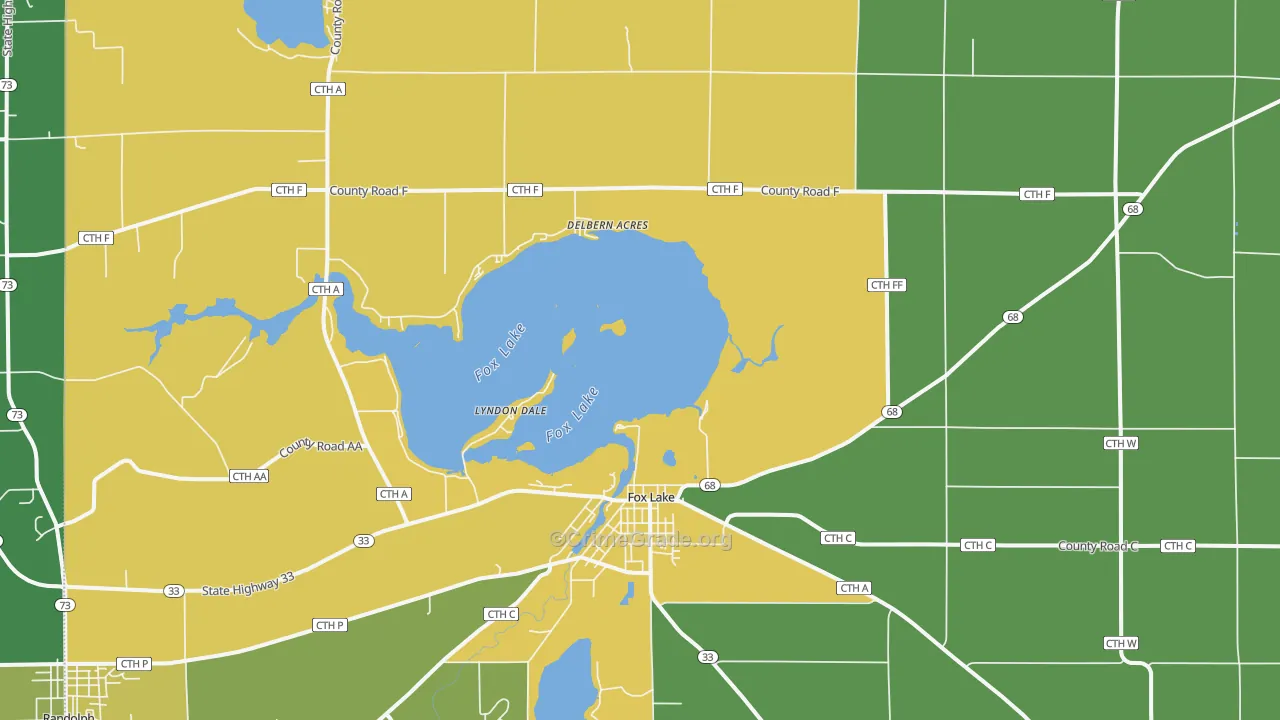 Fox Lake, WI Map of Drug-Related Crime Rates