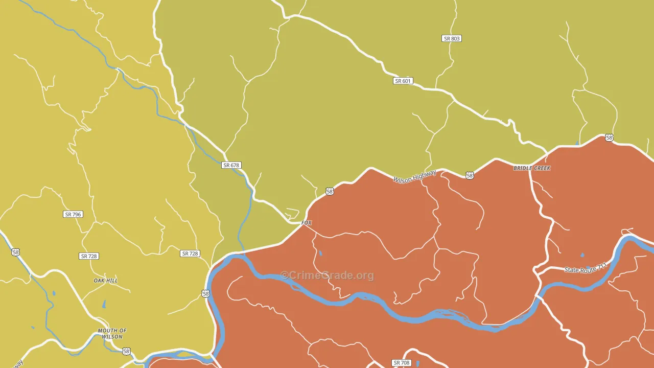 Fox, VA Map of Drug-Related Crime Rates