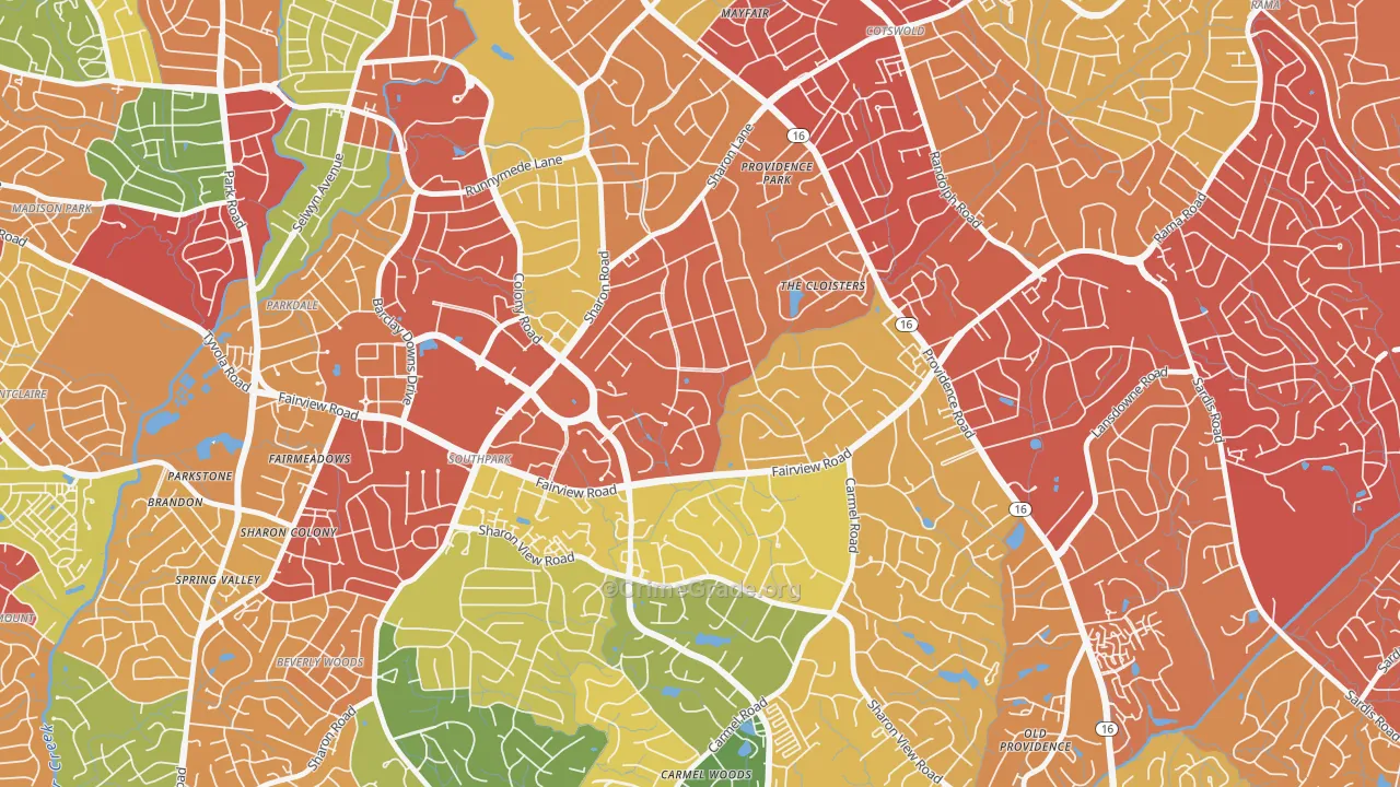 Foxcroft, Charlotte, NC Map of Drug-Related Crime Rates